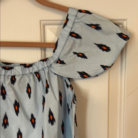 J Crew Blue Off-Shoulder Dress with Pattern - Picture 2 of 3